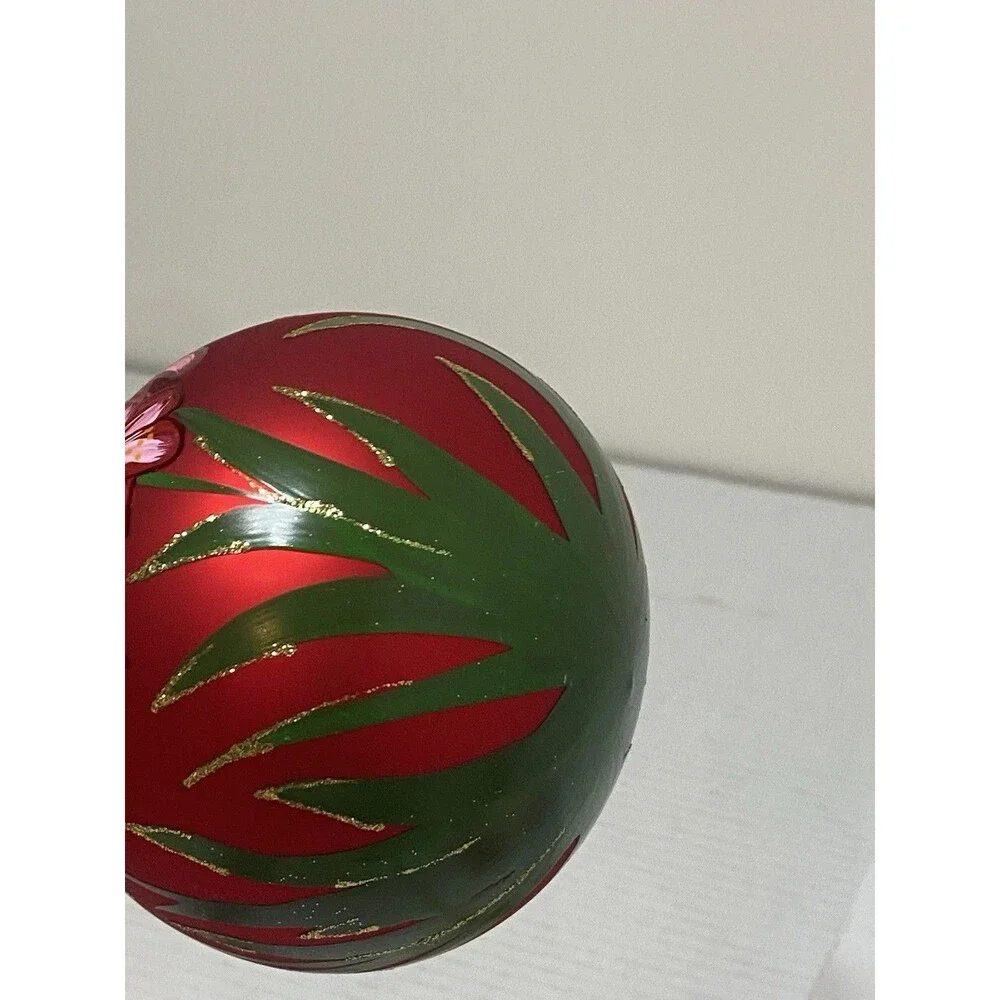 Pier 1 Exclusive Hand Painted & Christmas Ornament w box poinsettia